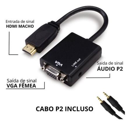 Imagem de Kit 5 Adaptador Conversor Hdmi Para Vga Com Saída P2 Áudio