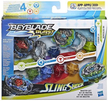 Kit 3 Beyblade Burst Slingshock Elemento X Hasbro + Lançador C/ Suporte  Grip - Tornado Gyro - Pião de Batalha - Magazine Luiza