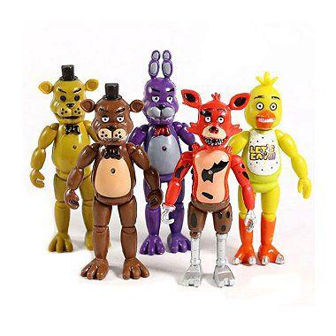 Kit 5 bonecos five nights at freddys fnaf articulados com luz led