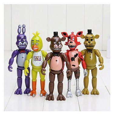 Kit 5 bonecos five nights at freddys fnaf articulados com luz led