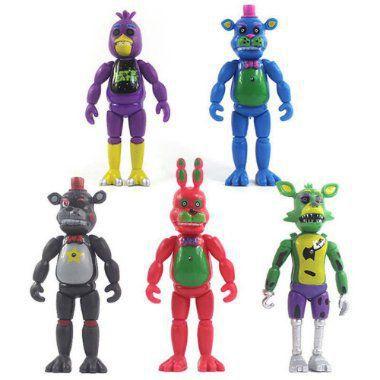 Kit 5 bonecos five nights at freddys fnaf articulados com luz led