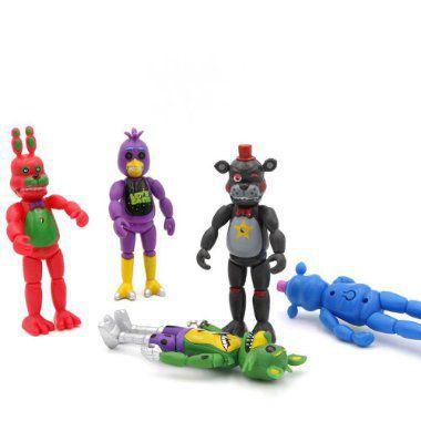 Kit 5 bonecos five nights at freddys fnaf articulados com luz led