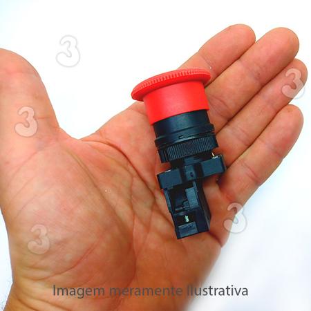 Imagem de Kit 5 Botão Cogumelo de Emergência Trava Gira Destrava Vermelho 1nf 22mm