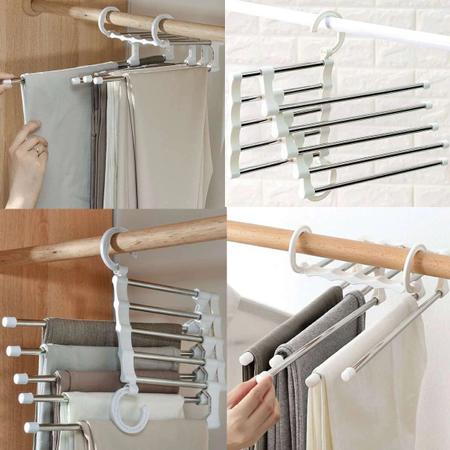 Kit 5 Cabideiro Mágico Organizador Dobrável Inox Cabide 5em1 - Cl Imagem de Kit 5 Cabideiro Mágico Organizador Dobrável Inox Cabide 5em1