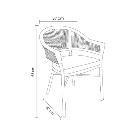 Imagem de Kit 5 Cadeiras Área Externa de Alumínio Bear com Corda Naútica Grafite G56 - Gran Belo