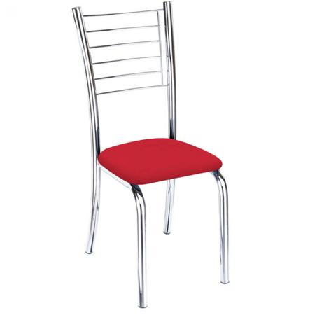 Imagem de Kit 5 cadeiras Iara cromada para cozinha-Assento vermelho-Gat Magazine