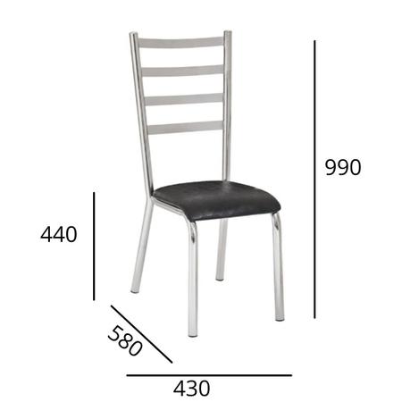 Imagem de Kit 5 cadeiras Laura cromada para cozinha-assento preto