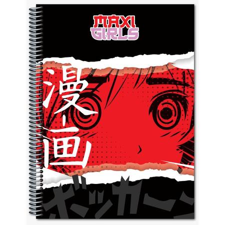 Imagem de Kit 5 Cadernos Anime Tamanho Grande Arame Espiral Com Pauta Capa Dura