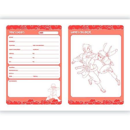 Kit 5 Cadernos Naruto Shippuden Brochura Tam. Pequeno + Desenho e