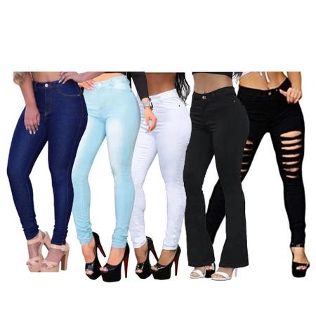 Imagem de Kit 5 Calças Jeans Femininas Skinny Hot Pants Com Elastano