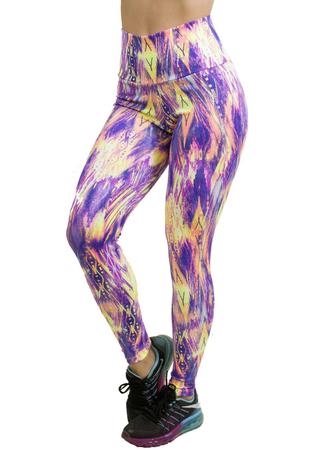 Imagem de Kit 5 Calças Legging Fitness Vekyo Modas Suplex Cintura e Cós Alto Estampada Roupa de Academia Corrida Feminina