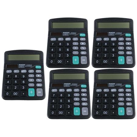 Imagem de Kit 5 Calculadora LCD 12 Dígitos Para Adição Subtração Multiplicação Divisão Porcentagem Markup Em Lojas e Escritórios
