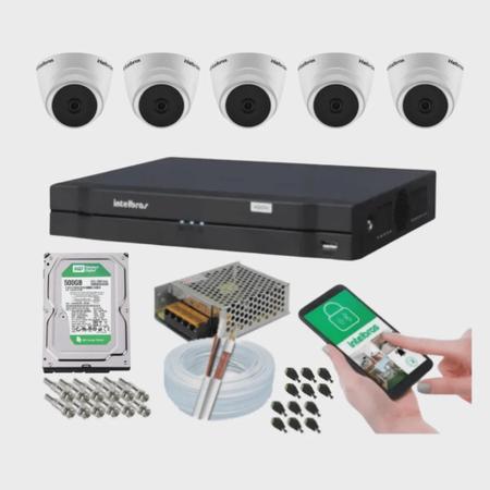 Imagem de Kit 5 Câmeras Dome 1120d Dvr Intelbras 8 Canais Com Hd