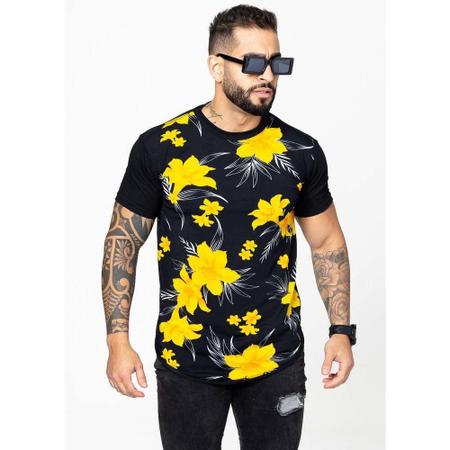 Imagem de Kit 5 Camisa camiseta long line Manga Curta Floral masculino melho qualidade