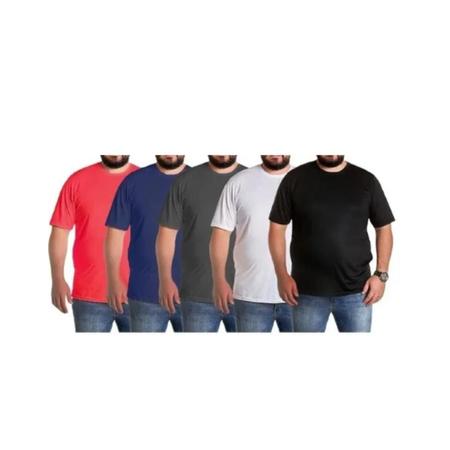 Imagem de Kit 5 Camisa Masculina Camiseta Básica Plus Size Malha Fria Premium