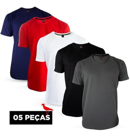 Imagem de Kit 5 Camisas Masculinas Básica Gola Redonda Lisa Algodão Original DUCAM