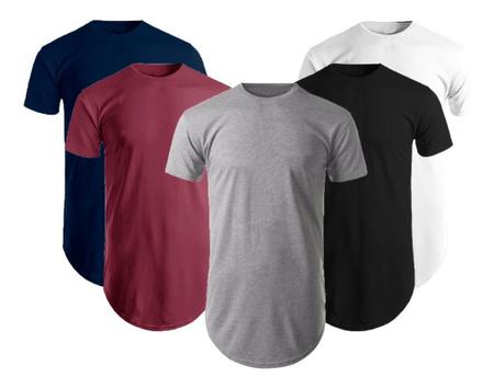 Imagem de  Kit 5 Camisetas Masculinas Long Line Oversize Swag Blusas Lisa Camisas Evangélicas Cristã Gospel Dança Coreografia Academia Camisa Musculação Treino 