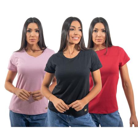 Kit 5 T-shirt Feminina 100% Algodão Camiseta Atacado Revenda