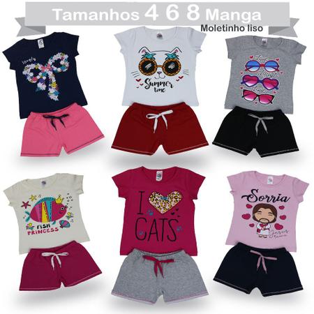 Imagem de Kit 5 Conjuntos Infantil Feminino Roupa de Crianças Atacado 1-2 -3 -4 -6 -8 Anos