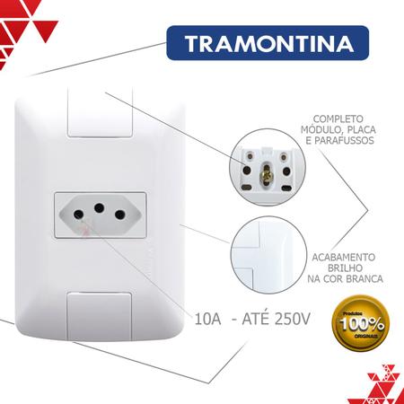 Imagem de Kit 5 Conjuntos tomada Com Interruptor tramontina 10a 250v 2p+t aria branca