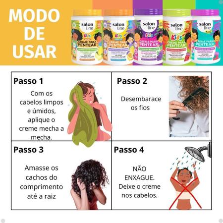 Imagem de Kit 5 Cremes De Pentear Salon Line Kids Frutas