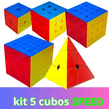 Kit 5 Cubos Magico Melhores 2x2-3x3-4x4-5x5 E Triangulo Cor Da Estrutura  Stickerless