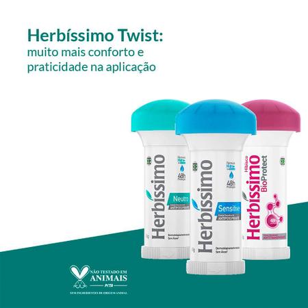 Imagem de Kit 5 Desodorante Creme Herbissimo Twist Bio Protect Sensitive Proteção 48H 45g