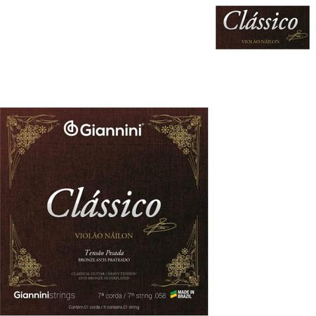 Imagem de Kit 5 Encordoamento Violão Nylon 7º Corda Giannini Classic GENWPA-7 Bronze 65/35 Pesado