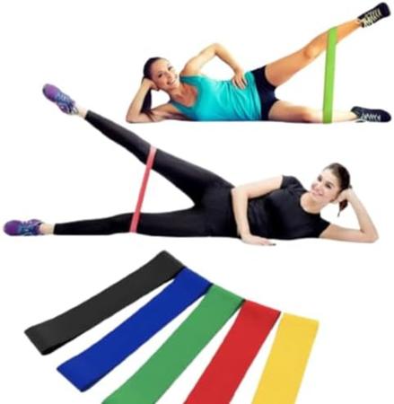 Kit 5 Faixa Elastica Para Exercicio Mini Band, Funcional Yoga Pilates Musculacao Abdominais Fisio - lojakenjii Imagem de Kit 5 Faixa Elastica Para Exercicio Mini Band, Funcional Yoga Pilates Musculacao Abdominais Fisio