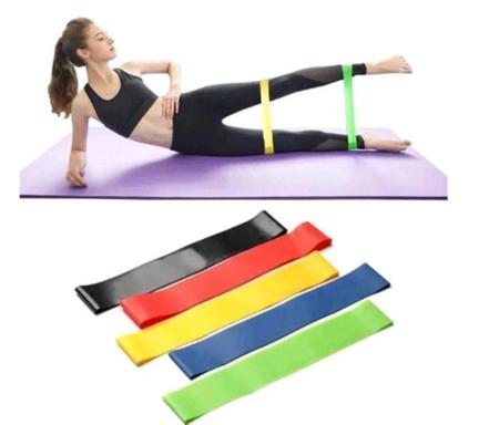 Imagem de Kit  5 Faixas elasticas loop Exercicios pilates - yoga - funcional - fisioterapia Fitness