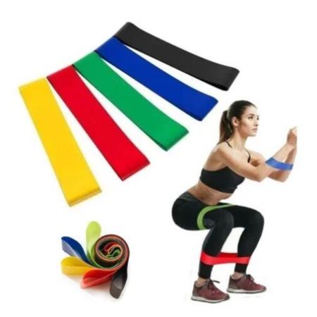 Imagem de Kit  5 Faixas elasticas loop Exercicios pilates - yoga - funcional - fisioterapia Fitness