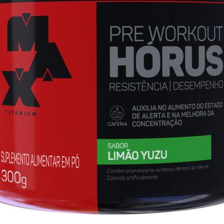 Imagem de Kit 5 Hórus Pré Workout Max Titanium 300g Limão Yuzu Treino