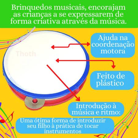 Imagem de Kit 5 Itens Violão Pandeiro Flauta Tambor Brinquedo Infantil