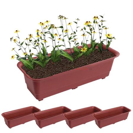 Imagem de Kit 5 Jardineira Floreira Vaso Retangular 39cm Para Planta Flor Jardim Marrom - AMZ