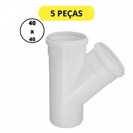 Imagem de Kit 5 juncao 45 para esgoto simples sec dn 40x40mm krona 0626