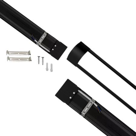 Imagem de Kit 5 Luminária Led Linear K8 60cm 20w Preta Tubular Sobrepor Slim Bivolt