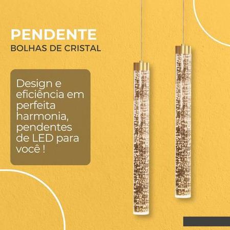 Imagem de Kit 5 Luminária Pendente Lustre Bolhas De Cristal Cilíndrico Luxo