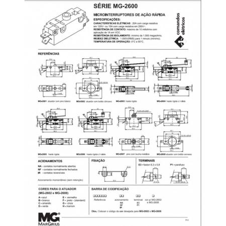 Imagem de Kit 5 micro interruptor acao rapida haste curta 2606 margirius