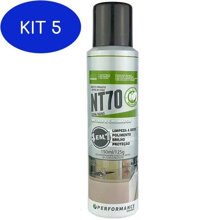 Imagem de Kit 5 NT70 Metal Cromado Polimento Protetor 150ml Performance Eco