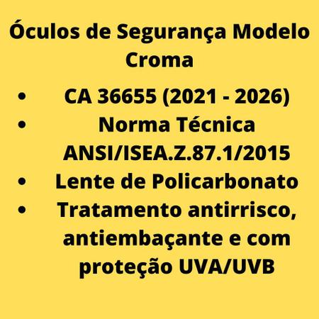 Imagem de Kit 5 óculos EPI Proteção Segurança Modelo Croma Verde CA