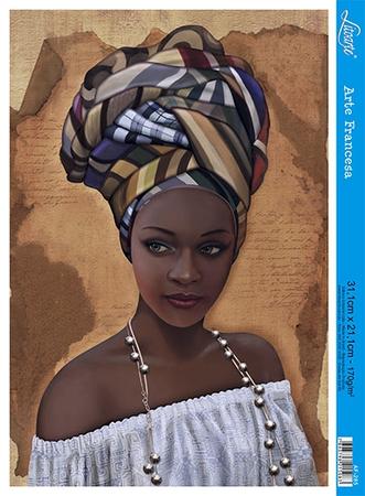Imagem de Kit 5 Papel Decoupage Arte Francesa Africana de Branco AF-285 31,1x21,1cm Litoarte