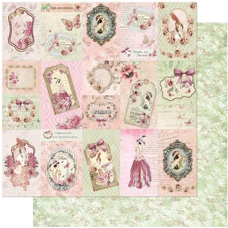 Imagem de Kit 5 Papel Scrapbook Dupla Face Tags Damas Sd-1063 30,5x30,5cm Litoarte