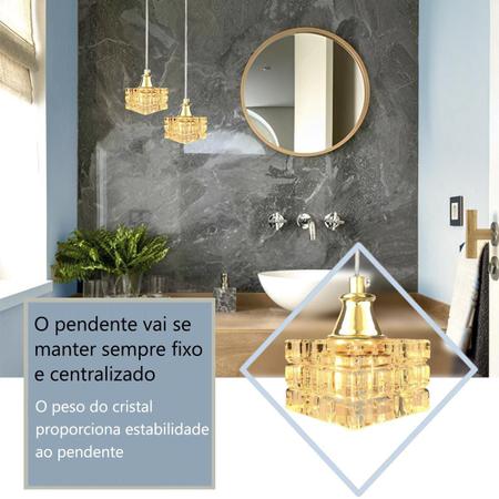 Imagem de Kit 5 Pendente De Cristal Para Quarto Dourado Bet42 + Led