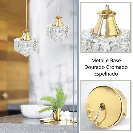 Imagem de Kit 5 Pendente De Cristal Para Quarto Dourado Bet42 + Led