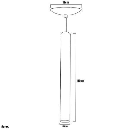 Imagem de Kit 5 Pendente Tubo Cilindro Cereja 50Cm + Led 6k