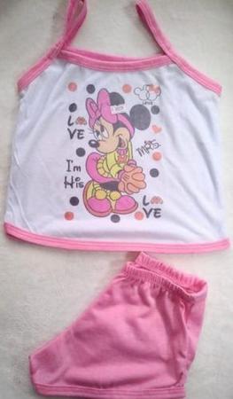 Imagem de Kit 5 Pijama Menina Moça Infantil Feminino Short Regata Malha Conjunto Camiseta Personagens Alcinha Baby Doll Atacado