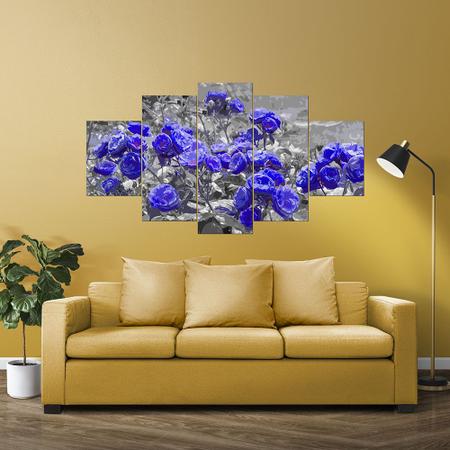 Imagem de Kit 5 Placa Quadro Decorativo Quarto Sala Flores Vermelha