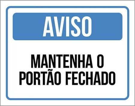 Imagem de Kit 5 Placas Aviso Mantenha Portão Fechado Azul 36X46