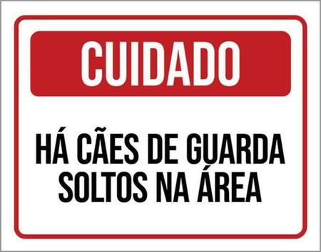 Imagem de Kit 5 Placas Cuidado Cães Guarda Soltos Área 36X46