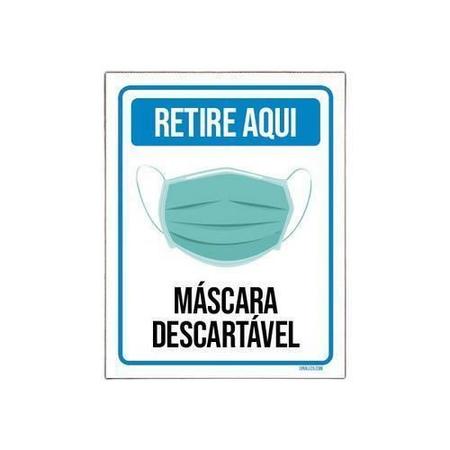 Kit 5 Placas Cuide-Se Retire Aqui Máscara Descartável - Sinalico Imagem de Kit 5 Placas Cuide-Se Retire Aqui Máscara Descartável